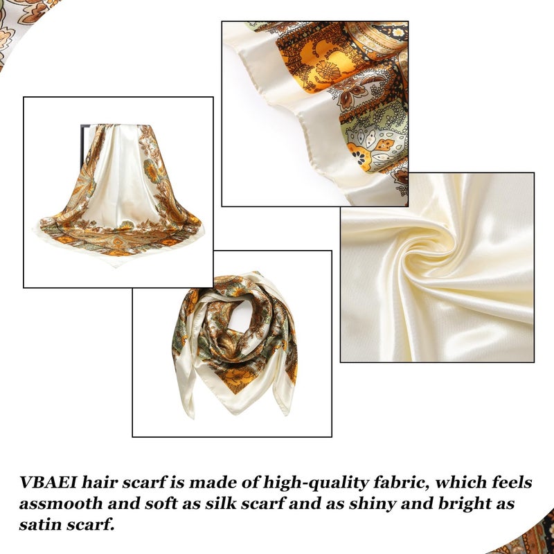 VBAEI 35” Large Square Satin Head Scarf - 1Pcs Satin Hair Scarf Silk Bandana Head Wraps For Women - Image 2